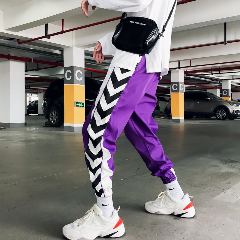 Violetit miesten collegehousut plus-koon rennot printtihousut hip hop vapaa-ajan liikkeen housut merkkikynät lenkkeilijät