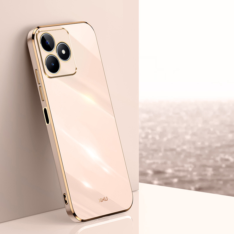 Für realme  c53 hülle realme  c51 luxus quadratische beschichtung realme  n53 note 50 handyhülle stoßfeste silikon-rückseite fundas: Aluminium / Rosa