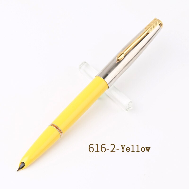 Authentic HERO 616 Classic Nostalgic Fountain Pen 616-2 Golden Clip / Cap Ink Pen Iridium Fine Nib 0.5mm for Student: 616-2 Yellow
