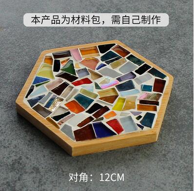 Bambus sekskantet kopunderlag mosaik coaster kopmåtte matematik mosaik gør forældre-barn diy håndværk mosaik værktøjssæt: H
