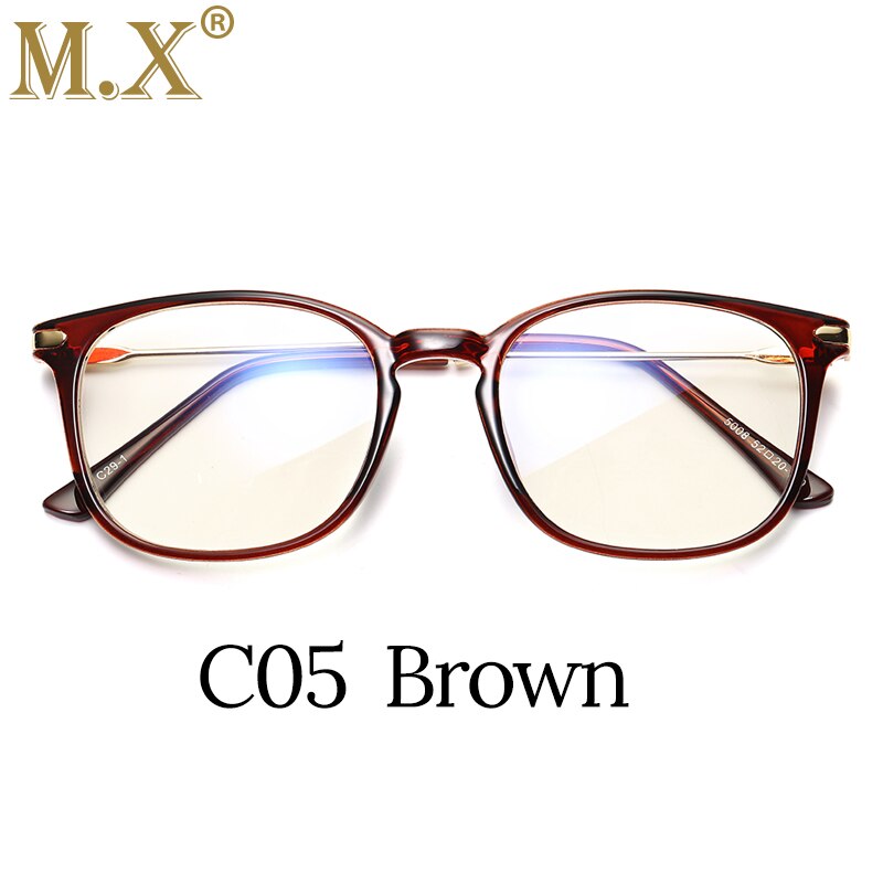 MX Brand TR90 Anti Blue Light Goggles Reading Glasses Protection Eyewear Titanium Frame Computer Gaming Glasses For Women Men: Brown
