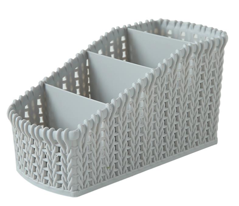 Home Makeup Organizer Basket Lipstick Stand Holder Cosmetic Storage Container Plastic Make up Box Desktop Bathroom Organizador: Light Grey