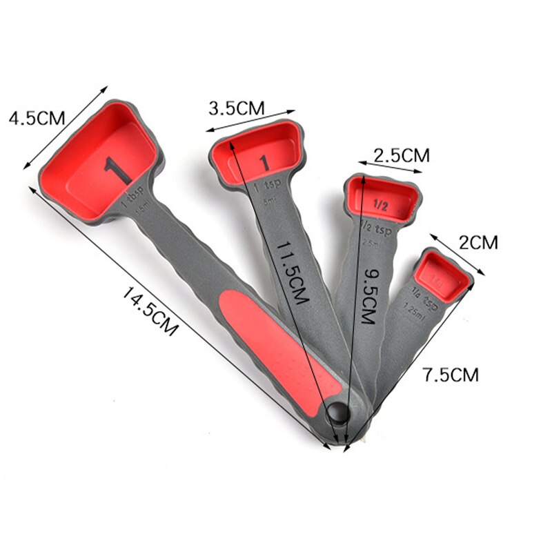 4/8Pcs Silicone Measuring Cup Measuring Spoon Collapsible Baking Measuring Tool Set for Coffee Flour Honey Sugar Baking Spoon: 4Pcs Spoon