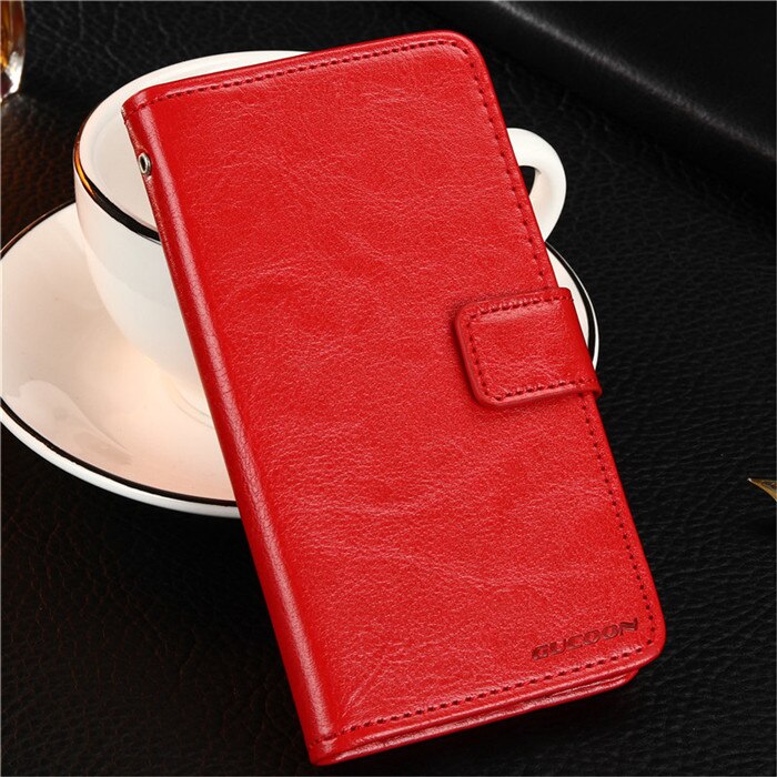 GUCOON Vintage Wallet Case for BQ BQ-5340 Choice 5.34inch PU Leather Classic Book Flip Cover Magnetic Cases: Red