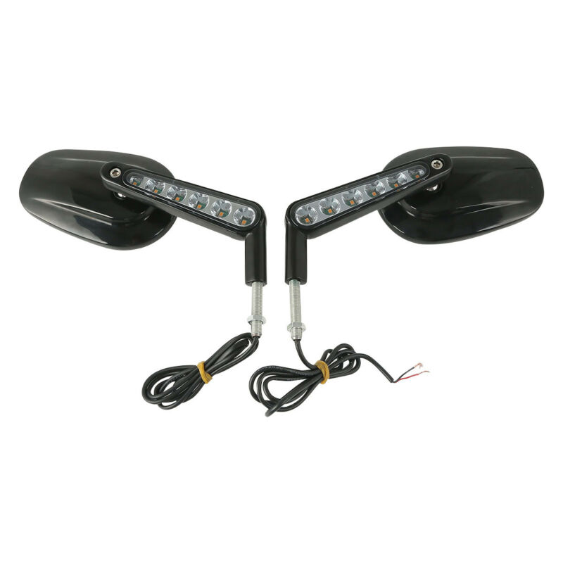 Rétroviseur Moto Paire Noir/Chrome Muscle LED Clignotants Lumière Moto Arrière rétroviseurs pour Harley V-ROD V TIGE VRSCF