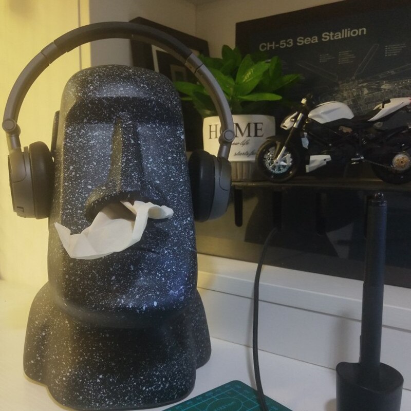 Statue de pâques en pierre Moai, boîte à mouchoirs de salon nordique, boîte de rangement en papier drôle et