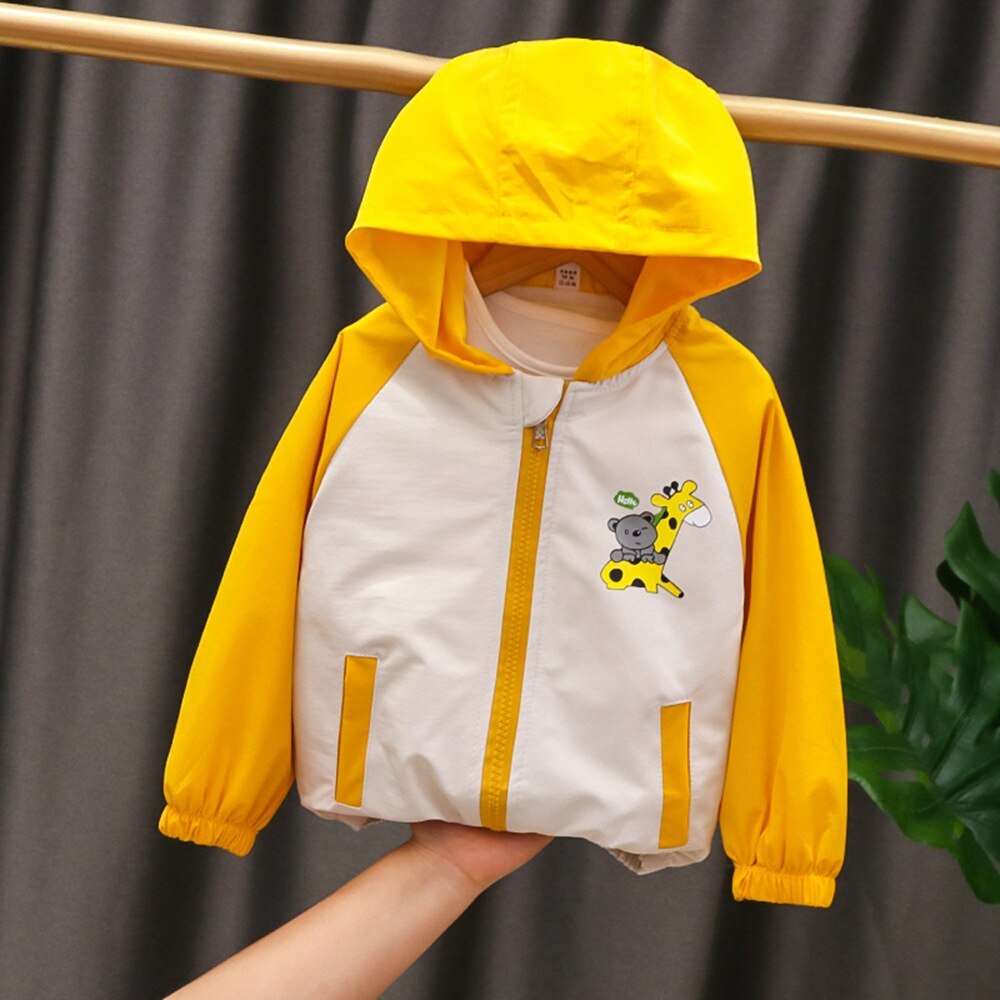 Casual Baby Jongens Jas Cartoon Giraffe Hooded Herfst Rits Vesten Jassen Kinderen Kids Zuigelingen Uitloper Casaco S11054: Yellow / 24M