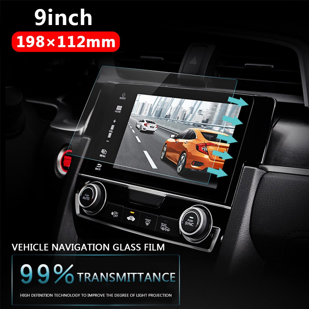 Vehemo bil härdat glas för bil gps  mp5 videospelare skärmskydd film premium 9 tum 198 x 112mm dvd-skydd lcd-skärm