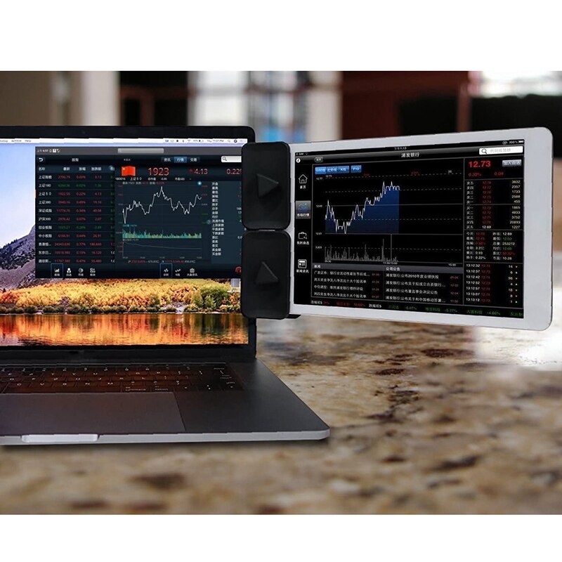 -Side Mount Clip for Dual Monitor, Dual Display iPad Monitor Mount and Tablet Stand Mount for Your Laptop (2 Pack)