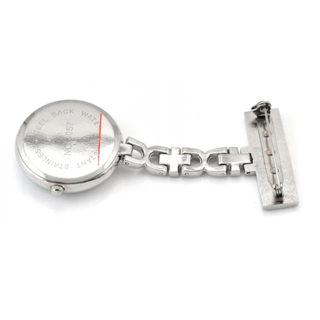 Large Face Nurses Pocket Fob Watch On Bar With Brooch White Luminous