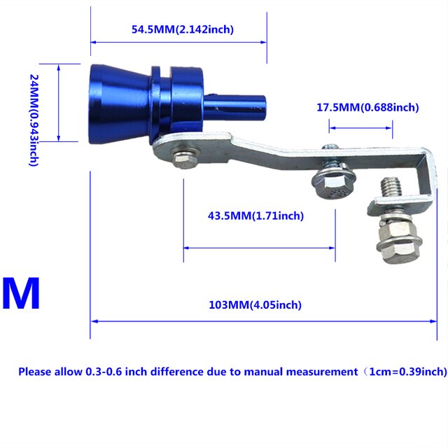 Universal simulador Whistler de la motocicleta del coche de la onda de sonido modificación imitador Turbo silbato tubo de escape de sirena: Blue - M