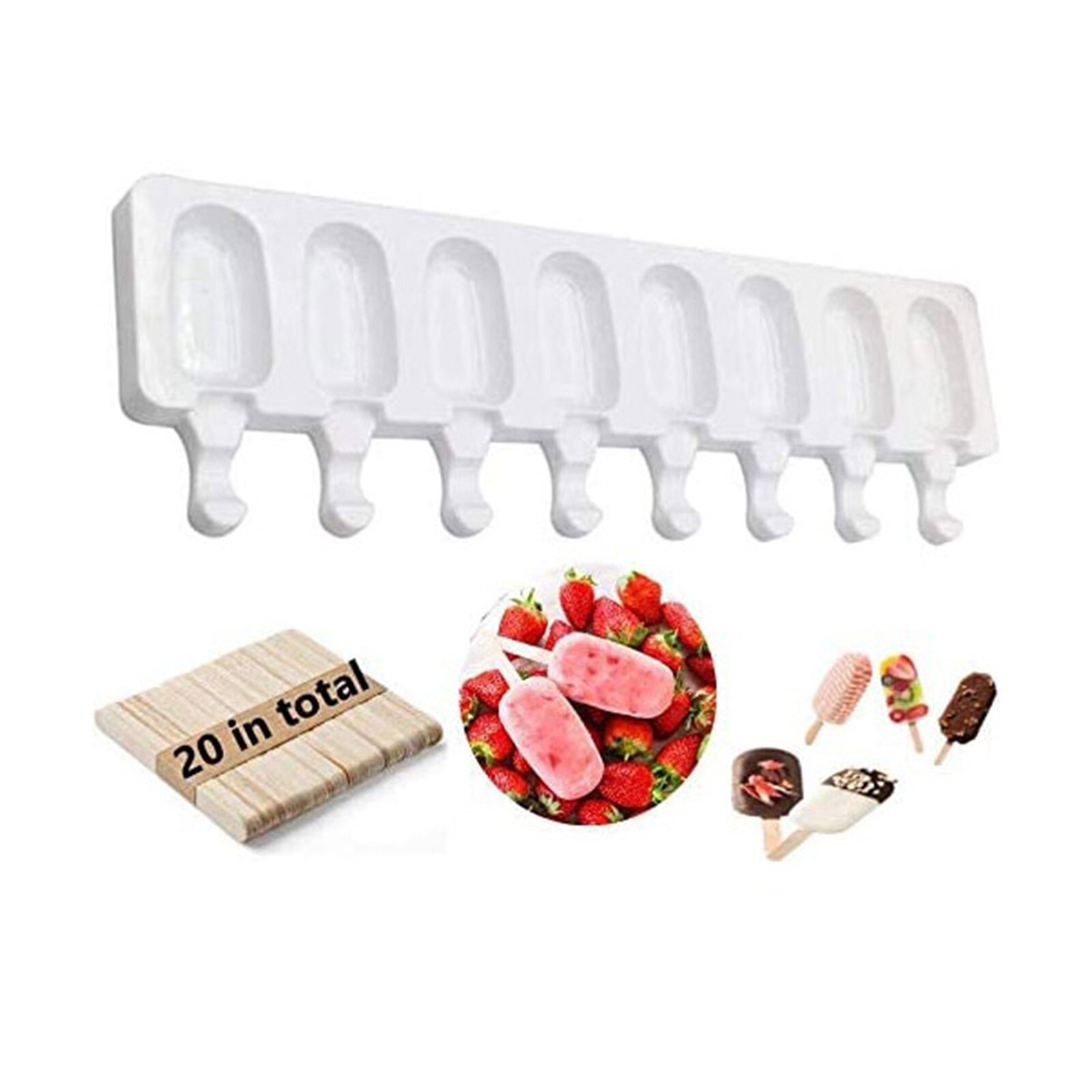 Home Ice Cream Mold 8 Cell Frozen Silicone Juice Popsicle Maker for Cake Ice cream Dessert Candy Support