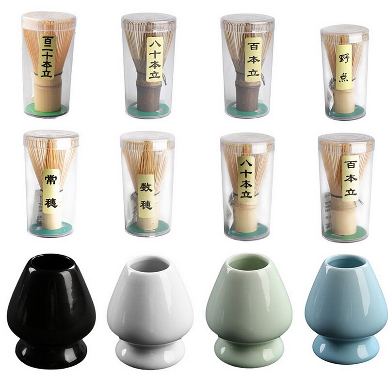 Tea Ceremony Matcha Whisk Bamboo Chasen Green Tea Whisk Chasen Holder Brush Tools Kitchen
