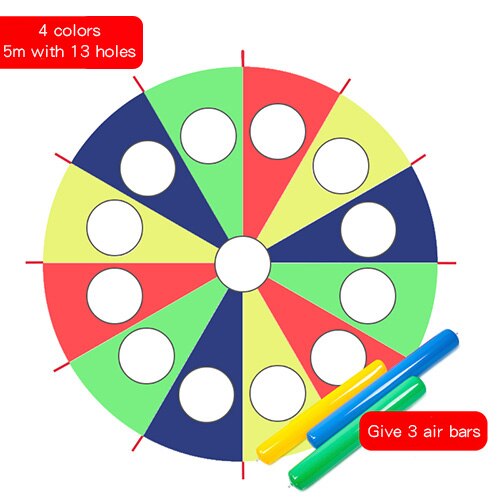 Ruizhi 3 m/4 m/5 m/6 m Diameter Outdoor Game Kleuterschool Poke EEN Mol Of jump-Sack Parachute Met Gaten Regenboog Paraplu Speelgoed RZ1055