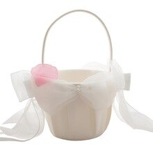 Cesta de flores para boda, niña, lazo, cinta, canasto nupcial, decoración para boda, ceremonia,