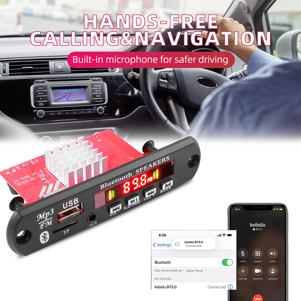 120W 50W Amplificatore Bluetooth 5.0 MP3 WAV Scheda di decodifica DC 12V Wireless Car USB Lettore MP3 Modulo Slot per scheda TF USB FM con telecomando