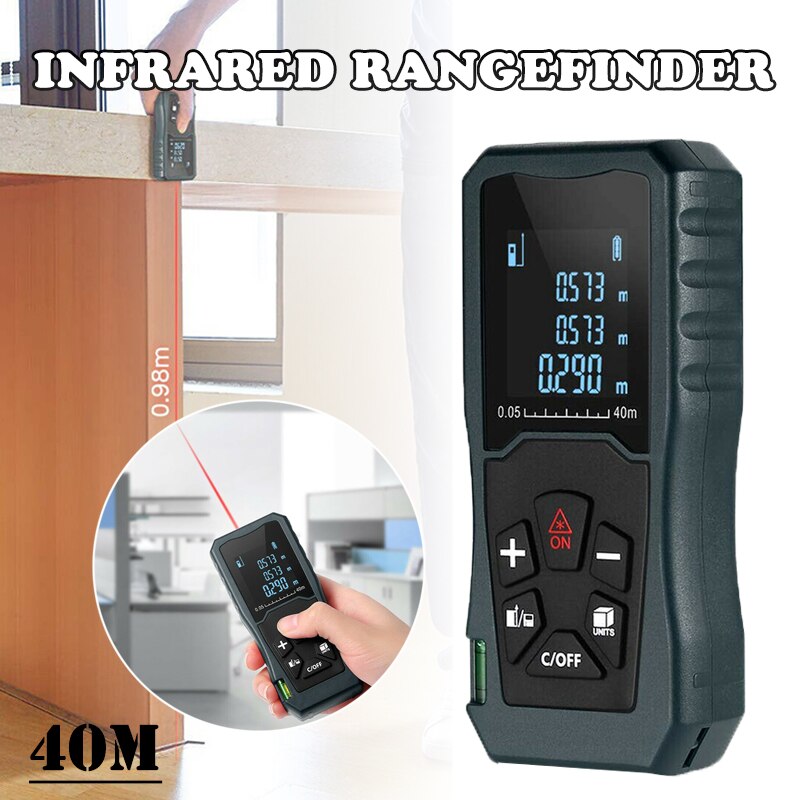 1pc 40M Distance Meter Tool For Factories Digital Range Finder Measure Hand-held For Buildings Industries Measuring