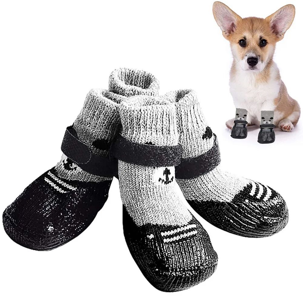 2 Paar Haustier-Hundeschuh-Socken, wasserdicht, für Katzen und Hunde, Gummisocken, rutschfest, für Hunde, Regen, Schneestiefel, Socken, Hunde, betroffen, warme Socken