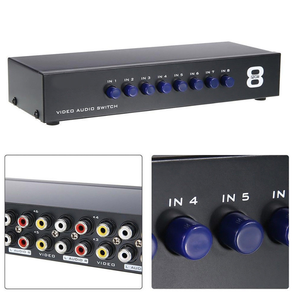 8 In 1 Distributeur Av Switch Box Composiet Selector Stabiele Metalen Video Audio Easy Apply Switcher Signal Accessoire Versterker