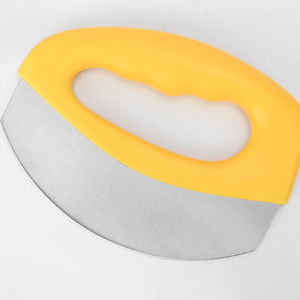 Mezzaluna Cutter Rocker Knife Herb Mincing Knife Single Sharp Blade with Cover Sheath Chop Pizza Vegetables Slicer Chopper