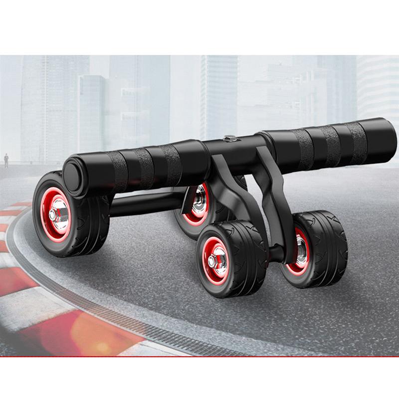 Waist Fitness Ab Rollers Strength Roller Women Household Gym Fitness Equipment Men Abdominal Muscle With 4 Wheels (Black)