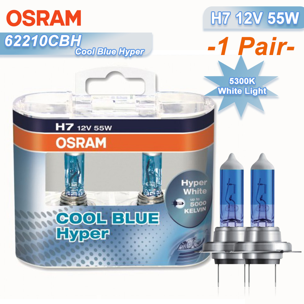 OSRAM Cool Blue Hyper White H1 H7 H4 H1 H11 HB3 9005 HB4 9006 Halogen Headlight Car Light Hi/Lo Beam 5300K 12V 55W Bulb, Pair: DEEP BLUE