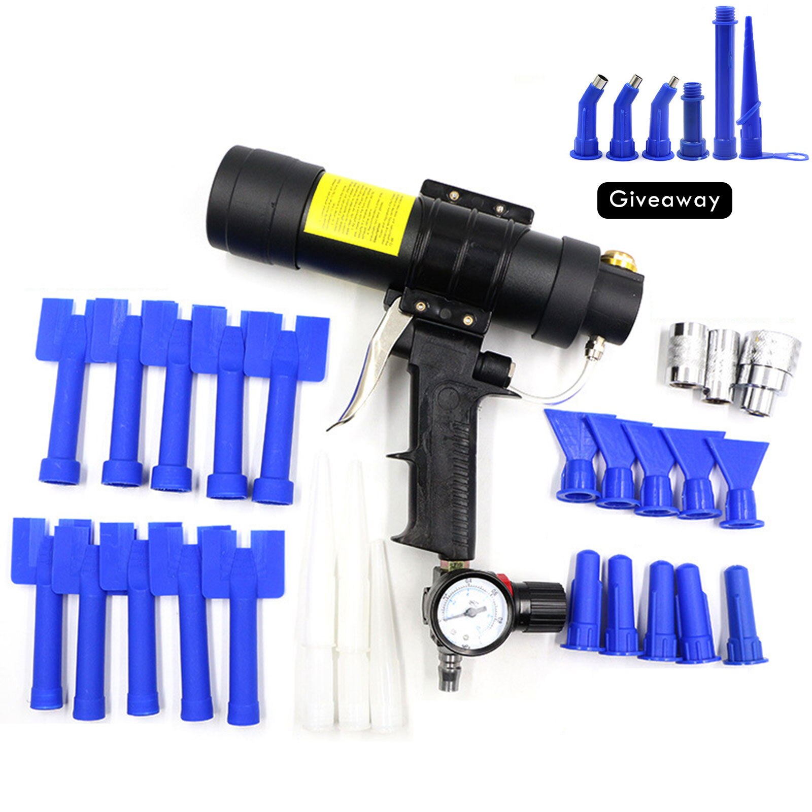 310ml Sealant Glass Glue Spray Gun Pneumatic Gun Caulk Nozzle Applicator Kit Finishing Tool Reusable Sprayer Caulking Tools Set