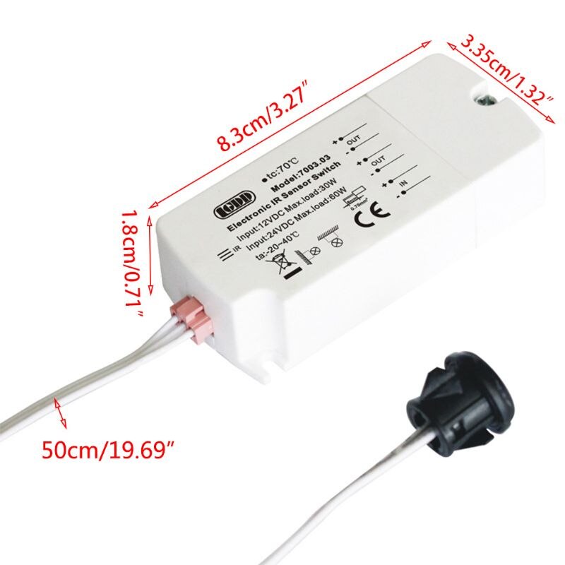 Dc 12V Ir Sensor Switch 40W Infrarood Licht Schakelaar Voor Led Strips Motion Wave 5Cm