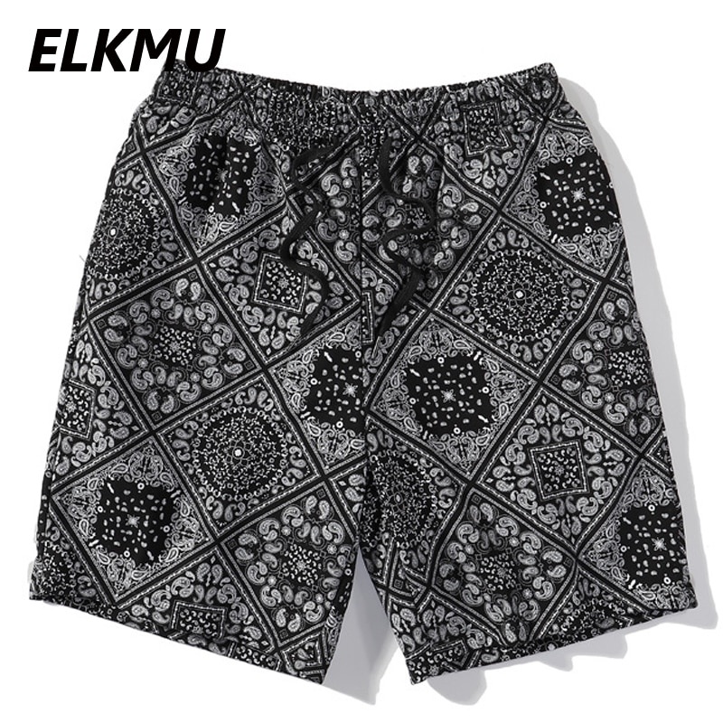 ELKMU – short à motif Bandana Paisley, Streetwear Harajuku, d&#39;été, Hip Hop, bas, taille élastique, HE917