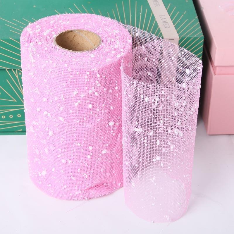 Malla de gasa de puntos de nieve utilizada para decoración de bodas, embalaje de flores, embalaje de ramo de dibujos animados, materiales hechos a mano DIY 15cm * 15m: Borgoña