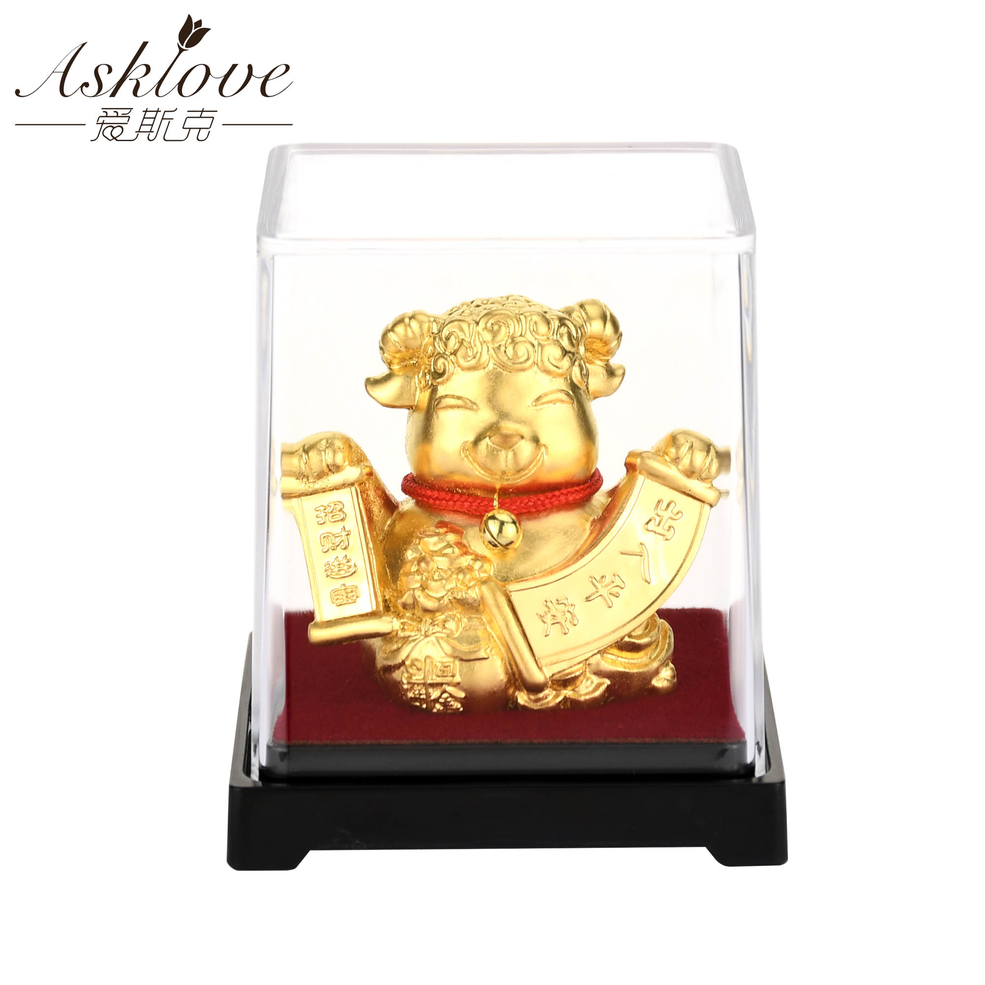 Chinesische Sternzeichen Sammeln Reichtum Ornamente 24k Gold Folie Fengshui dekor Drachen/Ratte/Schwein/affe Auto Glück handwerk Heimat Sekretariat Dekor: Schaf