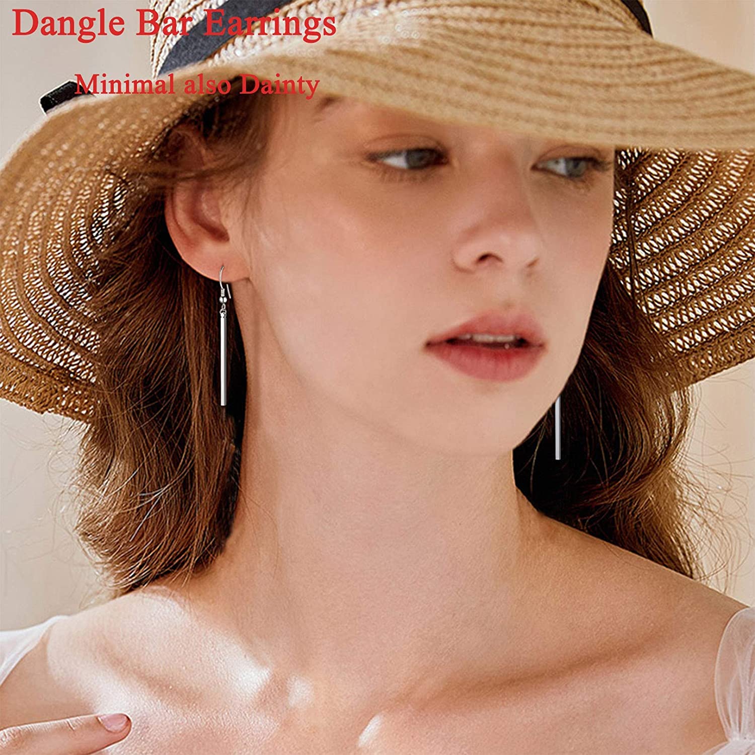 U7 Vertical Bar Earrings for Man Women Hypoallergenic Piercing Hook Hoop Bar Stripe Dangle Earring Daily Stylish Jewelry