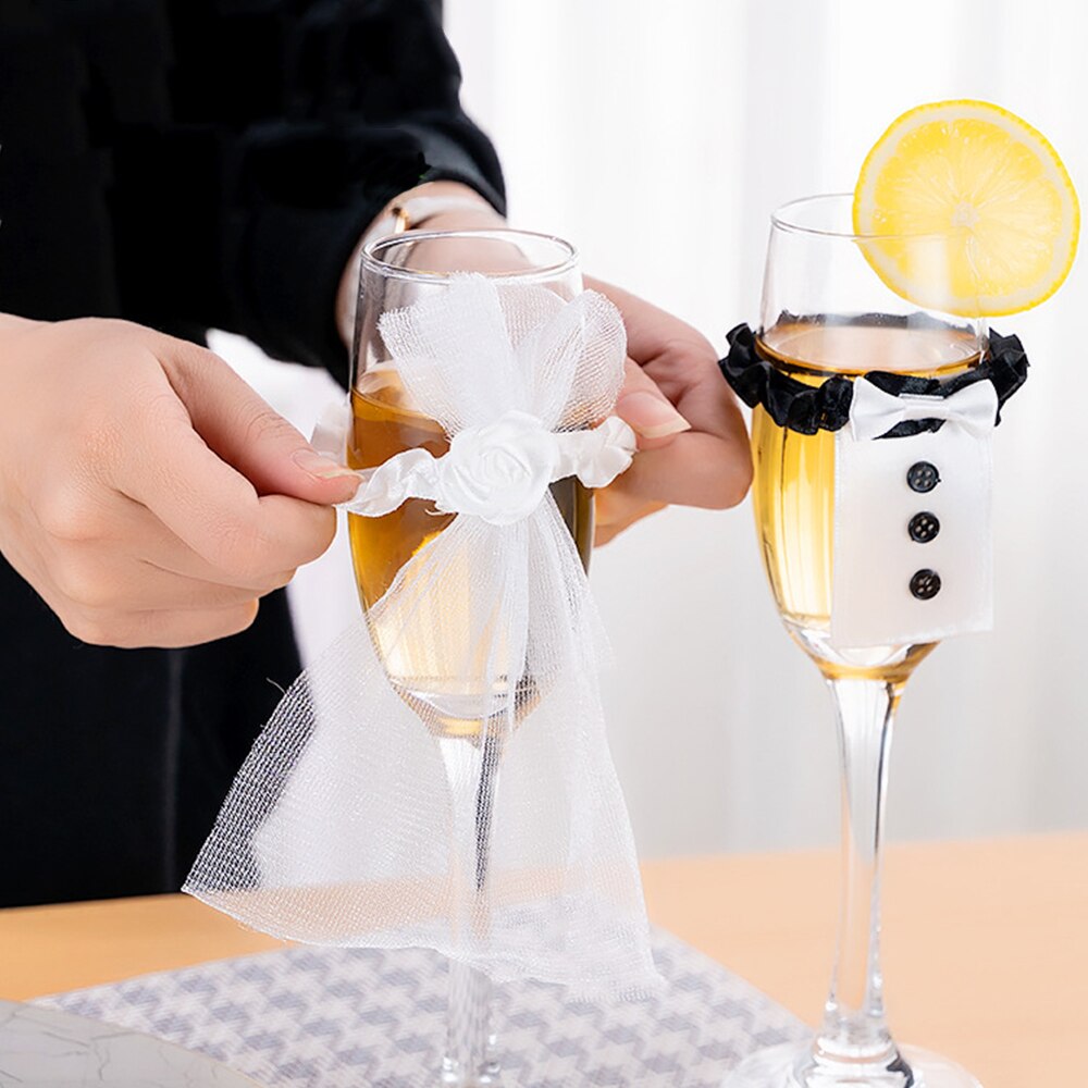 Velo de novia para novio, accesorios de decoración, copas de vino, Copas de tostado, de boda, 2 uds.