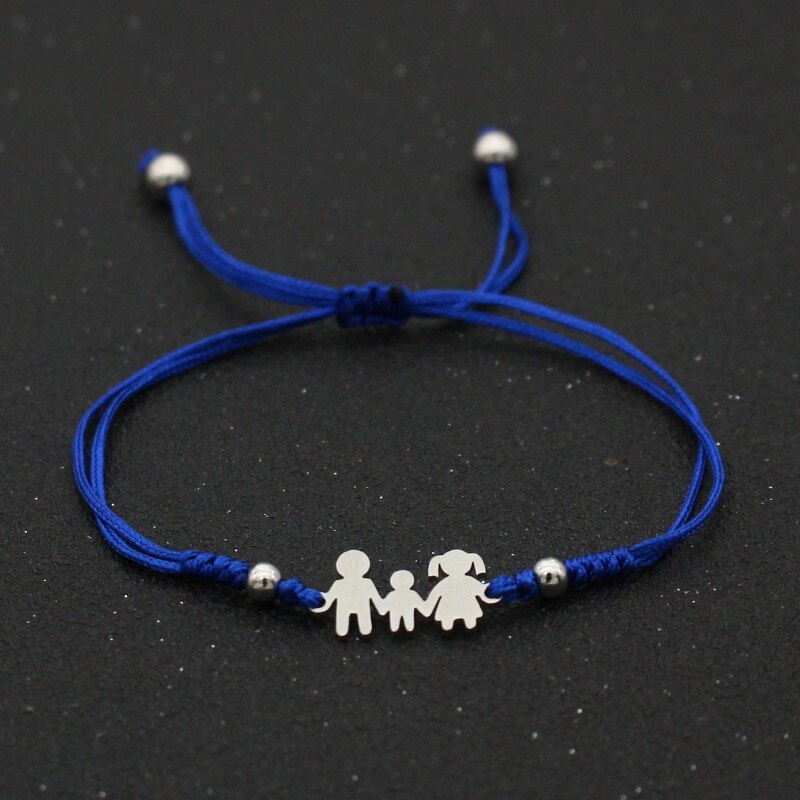 Rvs Charm Armbanden Voor Familie Vader Moeder Zoon Lucky String Gevlochten Verstelbare Stellen Armbanden Voor Mannen Vrouwen Kids