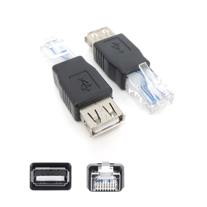 Ethernet to USB female Adapter RJ45 Ethernet Male to USB Female Converter 10Mb/100Mbs Network Connector for Laptops Computers
