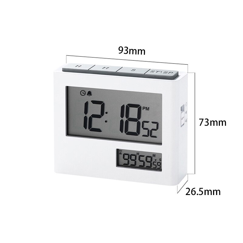 Digital Timer with Clock, Digital Alarm Clock, Timer Mode, Electronic Timer, Timer and Clock LCD Display for Kitchen