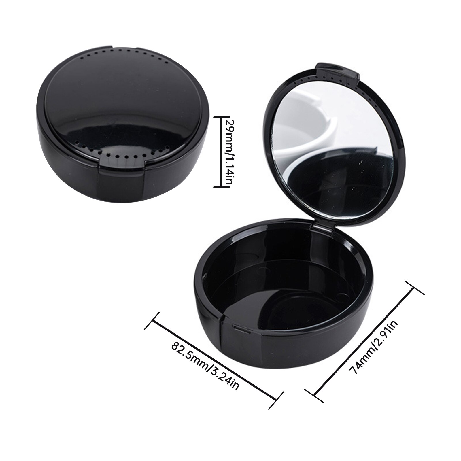 1PCS Denture Box Portable Mirror Denture Bath Case Denture Container False Teeth Cleaning Box with Mirror
