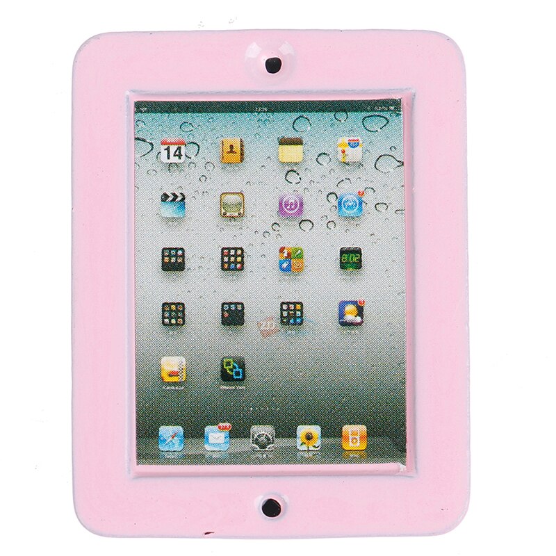 Pink Metal 1Pc 1:12 Dollhouse Miniature Laptop Computer Metal Tablet Computer Model Toy Doll Room Accessories
