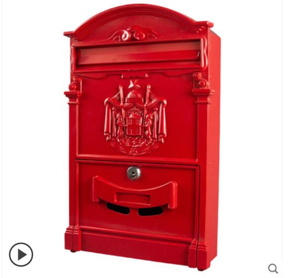 Lockable Secure Mail Letter Post Box Vintage Metal Mail Box Garden Ornament Retro wall-mounted Mailbox CW238: 8