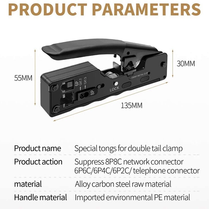 Netzwerk-crimpzange für cat -7 8 rj45 kabel, cat 5 6 -kabelklemmen  rj11 6p- telefonkabelklemmenzange, netzwerkwerkzeug