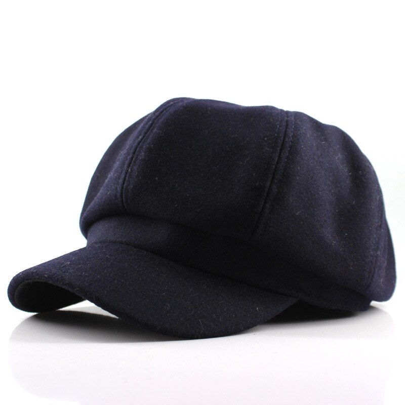 låve Oktagon Hatt - Britisk Stil Ull Baret - Høst/Vinter uformelt Lue til takrenne: Blå