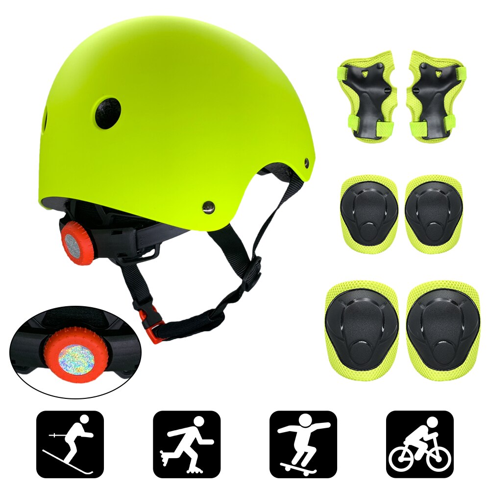 7 in 1 set hjälm och kuddar justerbar knäskydd för barn armbågsskydd handledsskydd skoter rullskridskoåkning cykling skyddsutrustning