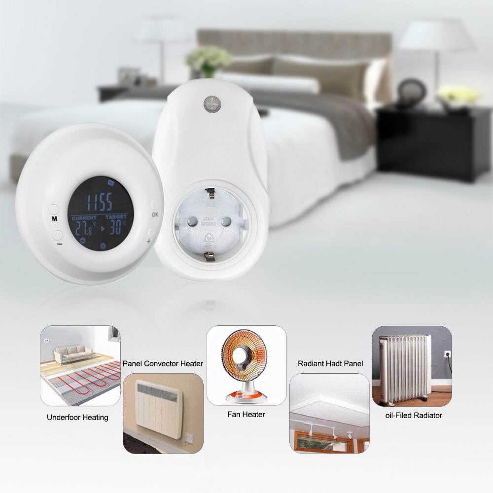 RF Wireless Thermostat Room Temperature Controller Heating and Cooling Function Each Day Programmable