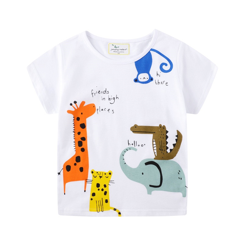 Jumping Meters Summer Boys T shirts Cotton Girls Tees Baby Clothes Animals Print Cute Children Tops