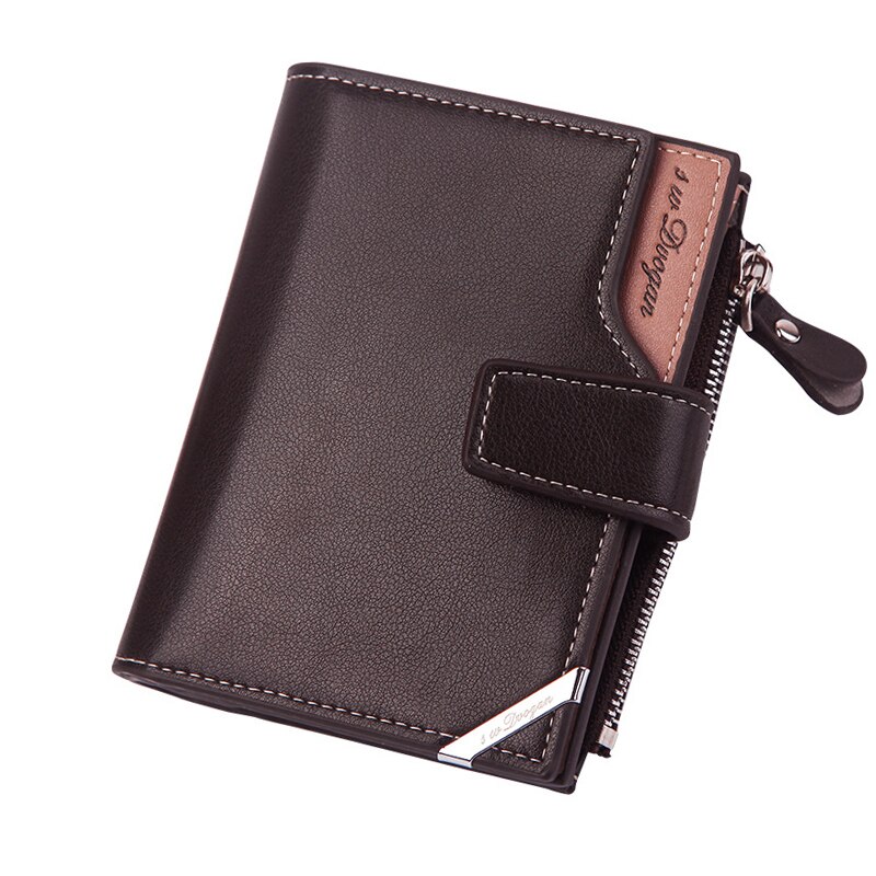 wallet Short vertical Male Coin Purse casual multi-function card Holders bag zipper buckle triangle folding: 9