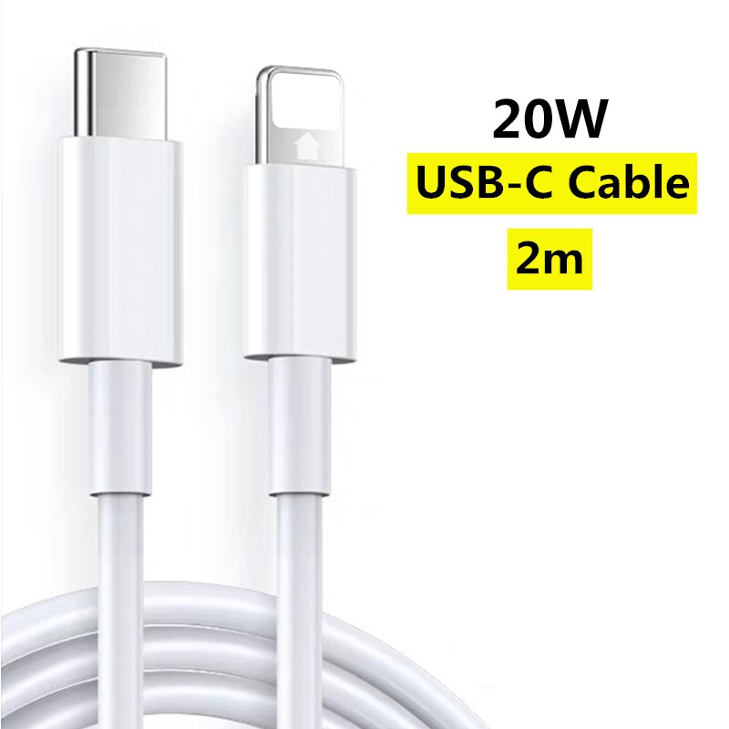 LISM 20W PD chargeur rapide pour iPhone 12 Pro USB C C2L adaptateur ue prise américaine chargeur de voyage QC3.0 pour IPhone 11 pour Samsung HUAWEI: USB-C 2m