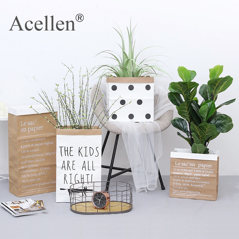Europe Style Multi Painting Kraft Paper Floor Plant Bonsai Flower Home Decorative Paper Vase Home Storage Decor Accessories