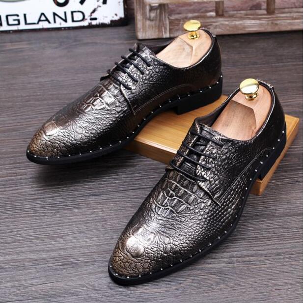 Crocodile pattern formal wear casual leather shoes... – Vicedeal