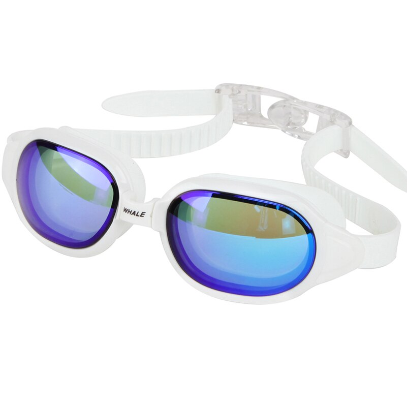 Whale Waterproof Silicone Swimming Glasses Anti-Fog UV плавательные очки Swimming Goggles Eyewear: white and blue