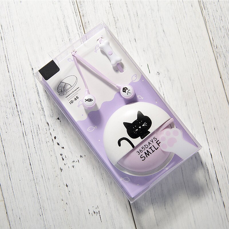 Kawaii mignon chat dessin animé écouteur 3.5mm dans l'oreille stéréo écouteurs avec micro avec casque étui pour Iphone Xiaomi Huawei Samsung TXTB1
